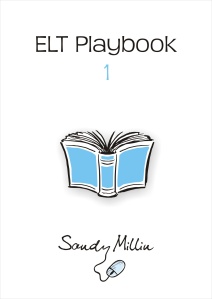 ELT Playbook 1 cover, showing title, a pale blue book, and the author's name (Sandy Millin) with a computer mouse coming out of the 'y'